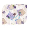 TOVAGLIATO RIVIERA FELPATO PESANTE DECORO AVANA E FIORI LAVANDA 814 - cm.140h, rotolo da mt.20
