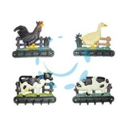 GANCI APPENDITUTTO IN GHISA DECORATI - in set da pz.4 decoro: gallo, maiale, mucca, oca