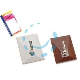 GANCI ADESIVI IN PLASTICA 1 POSTO IN BLISTER - mm.30x40, marrone - in bl.2 pz.