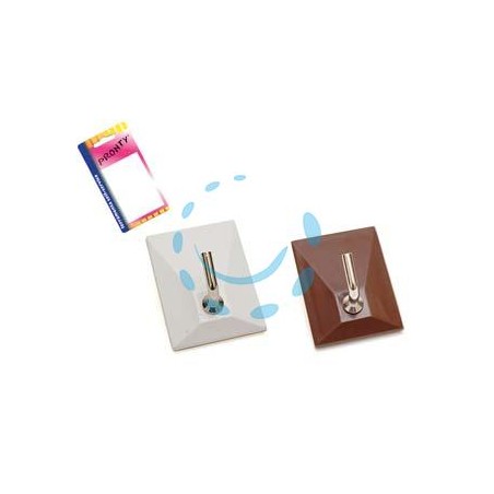 GANCI ADESIVI IN PLASTICA 1 POSTO IN BLISTER - mm.30x40, marrone - in bl.2 pz.
