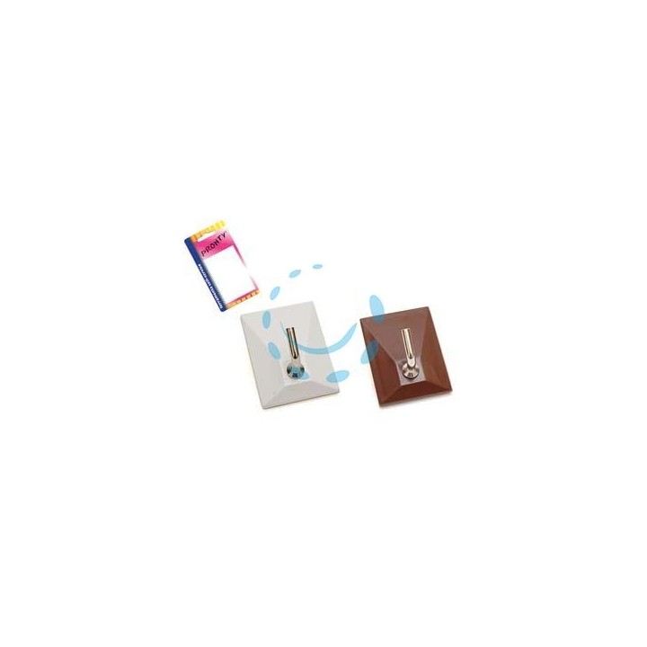GANCI ADESIVI IN PLASTICA 1 POSTO IN BLISTER - mm.30x40, marrone - in bl.2 pz.