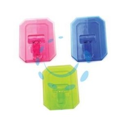 GANCI GIGANTI ADESIVI IN PLASTICA TRASPARENTI COLORI ASSORTITI - mm.59x78h.
