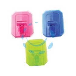GANCI GIGANTI ADESIVI IN PLASTICA TRASPARENTI COLORI ASSORTITI - mm.59x78h.