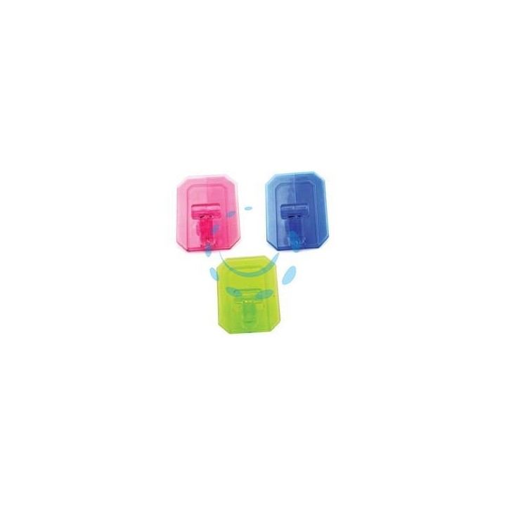 GANCI GIGANTI ADESIVI IN PLASTICA TRASPARENTI COLORI ASSORTITI - mm.59x78h.