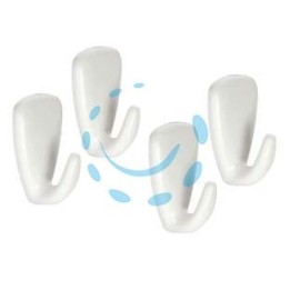 GANCIO ADESIVO PICCOLO IN PLASTICA PZ.4 "PRESTO" - cm.2x3