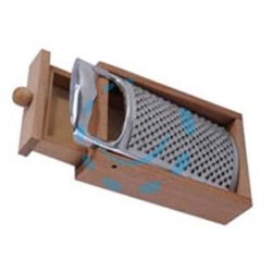 GRATTUGIA IN ACCIAIO INOX CON STRUTTURA IN LEGNO 