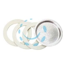 SET 3 GUARNIZIONI E 1 FILTRO PER CAFFETTIERA MOKA - 1 tazza in bustina