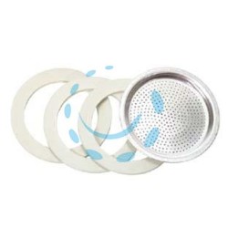 SET 3 GUARNIZIONI E 1 FILTRO PER CAFFETTIERA MOKA - 3 tazze in bustina
