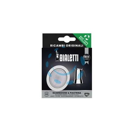 SET GUARNIZIONI PZ.1 + 1 FILTRO PER CAFFETTIERA ACCIAIO - 4 tazze