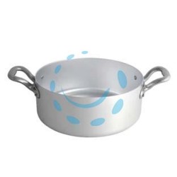 CASSERUOLA CILINDRICA MEZZA FONDA IN ALLUMINIO CON 2 MANIGLIE - cm.24