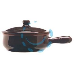 CASSERUOLA IN TERRACOTTA BRUNELLA CON COPERCHIO - cm.19