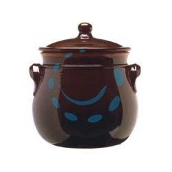 PENTOLA BOMBATA IN TERRACOTTA BRUNELLA CON COPERCHIO - cm.18
