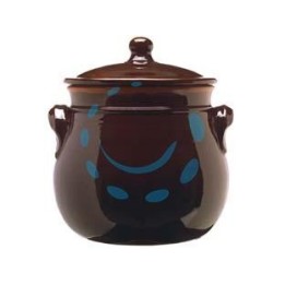 PENTOLA BOMBATA IN TERRACOTTA BRUNELLA CON COPERCHIO - cm.24