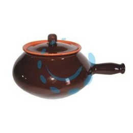 CUOCIPATATE IN TERRACOTTA BRUNELLA CON COPERCHIO - cm.22
