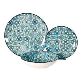 SERVIZIO DI PIATTI MAIOLICA VERDE ACQUA IN PORCELLANA - servizio contenente 18 piatti
