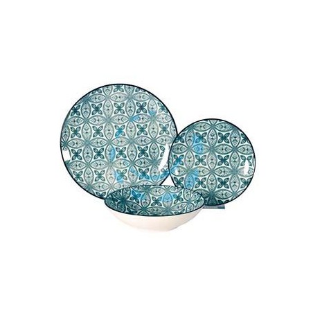 SERVIZIO DI PIATTI MAIOLICA VERDE ACQUA IN PORCELLANA - servizio contenente 18 piatti