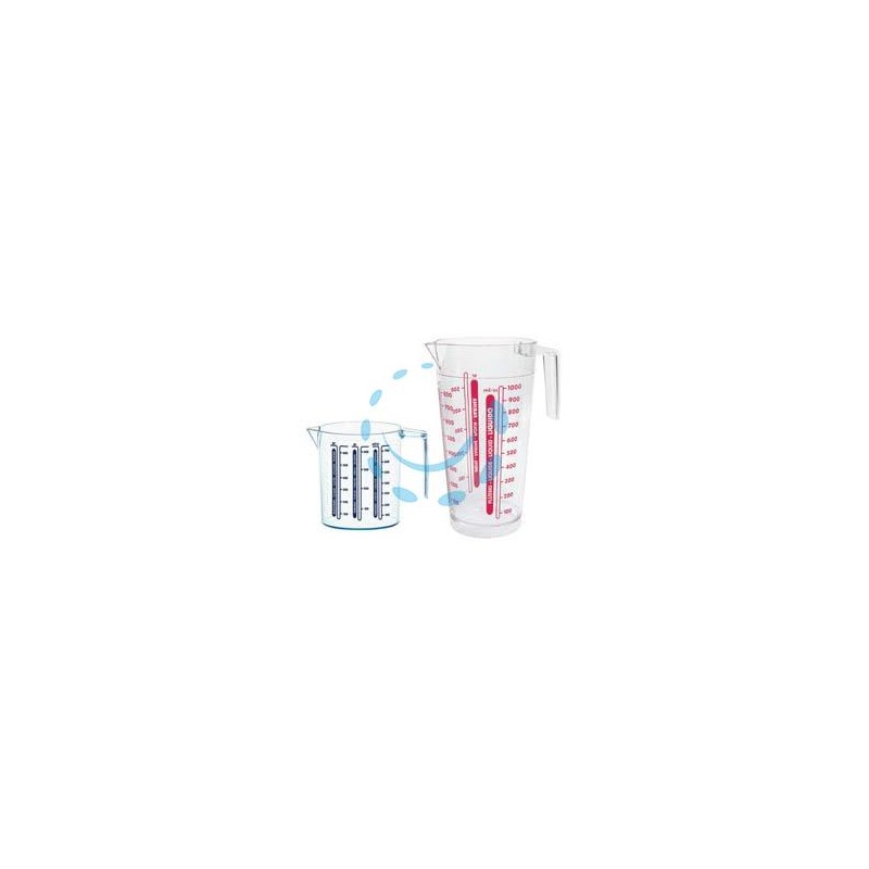 CARAFFA GRADUATA CON MANICO - grande lt.1 - ø cm.11x21h.