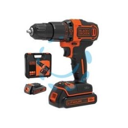 TRAPANO AVVITATORE CON 2 BATT. LITO 18V CON PERCUSSIONE (BDCHD18KB-QW) - 2 batterie Litio da 1,5 Ah