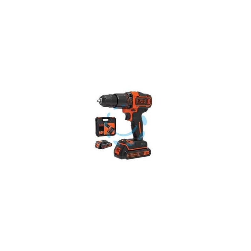 TRAPANO AVVITATORE CON 2 BATT. LITO 18V CON PERCUSSIONE (BDCHD18KB-QW) - 2 batterie Litio da 1,5 Ah