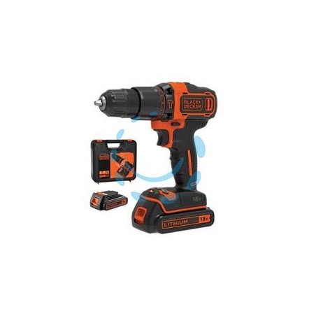 TRAPANO AVVITATORE CON 2 BATT. LITO 18V CON PERCUSSIONE (BDCHD18KB-QW) - 2 batterie Litio da 1,5 Ah