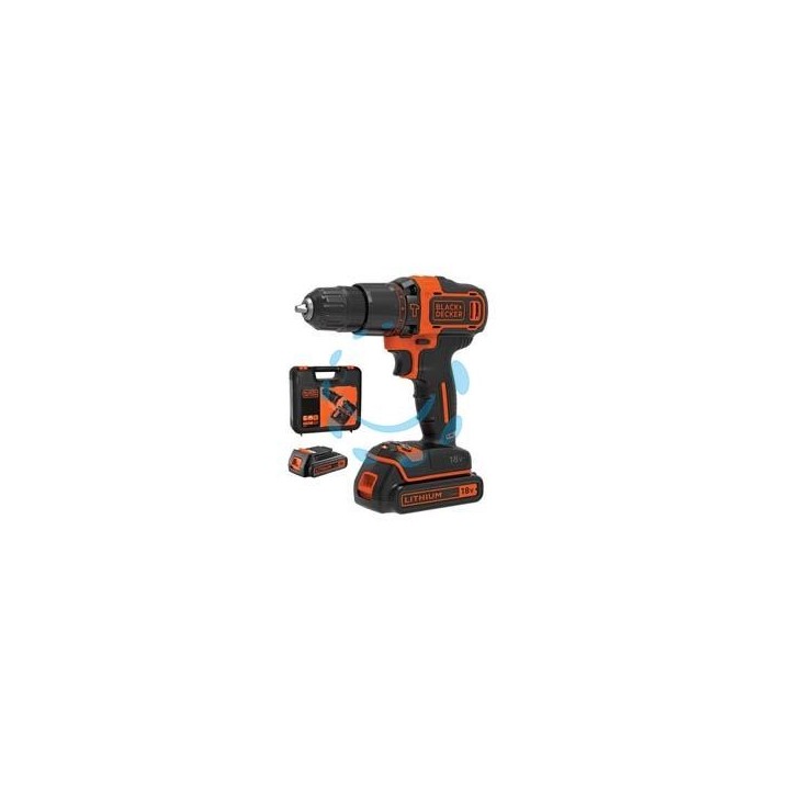 TRAPANO AVVITATORE CON 2 BATT. LITO 18V CON PERCUSSIONE (BDCHD18KB-QW) - 2 batterie Litio da 1,5 Ah