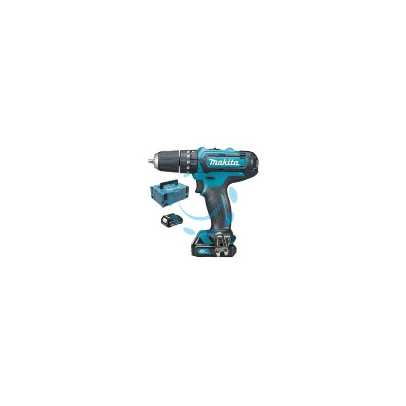 TRAPANO AVVITATORE CON PERCUSSIONE MM.10 10,8V 2AH (HP333DSAJ) - cm.19,3x6,6x21,2h. peso kg.1,1