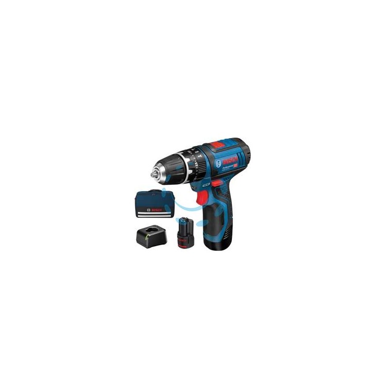 TRAPANO AVVITATORE PERCUSS. 2 BATT. LITIO 12V MAND. MM.10 (GSB 12V-15) - 2 batterie al LITIO da 2,0 Ah
