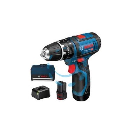 TRAPANO AVVITATORE PERCUSS. 2 BATT. LITIO 12V MAND. MM.10 (GSB 12V-15) - 2 batterie al LITIO da 2,0 Ah