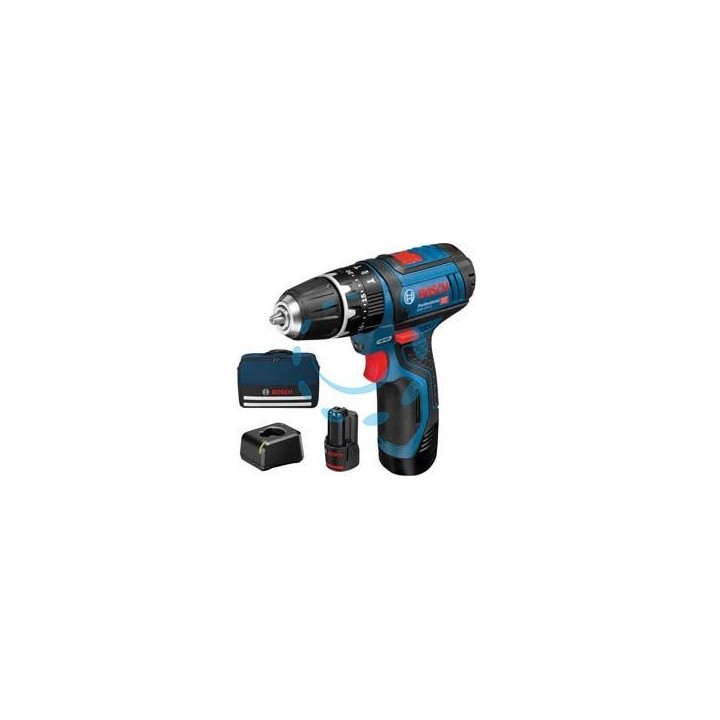 TRAPANO AVVITATORE PERCUSS. 2 BATT. LITIO 12V MAND. MM.10 (GSB 12V-15) - 2 batterie al LITIO da 2,0 Ah