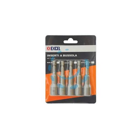 INSERTI A BUSSOLA MAGNETICI PER AVVITATORI SET PEZZI 5 - 65x10 mm