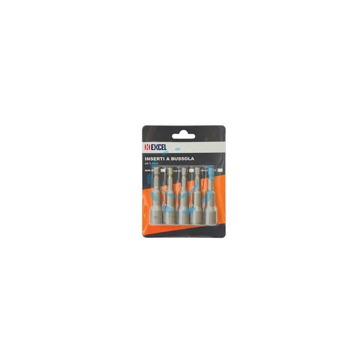 INSERTI A BUSSOLA MAGNETICI PER AVVITATORI SET PEZZI 5 - 65x10 mm