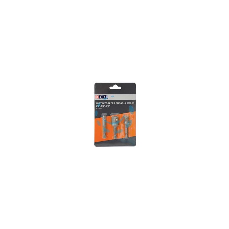 INSERTI ADATTATORI PER BUSSOLA MM.50 1/4 - 3/8 - 1/2 SET PEZZI 3 