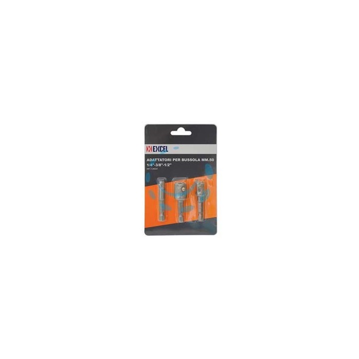 INSERTI ADATTATORI PER BUSSOLA MM.50 1/4 - 3/8 - 1/2 SET PEZZI 3 