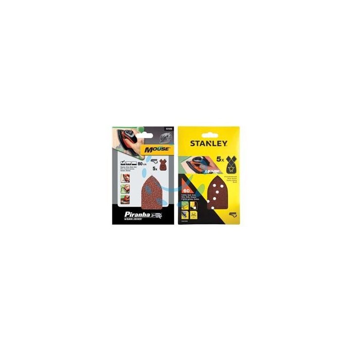 SET 5 FOGLI ABRASIVI CON VELCRO PER MOUSE - grane ass. 80/180/240 (STA31024)