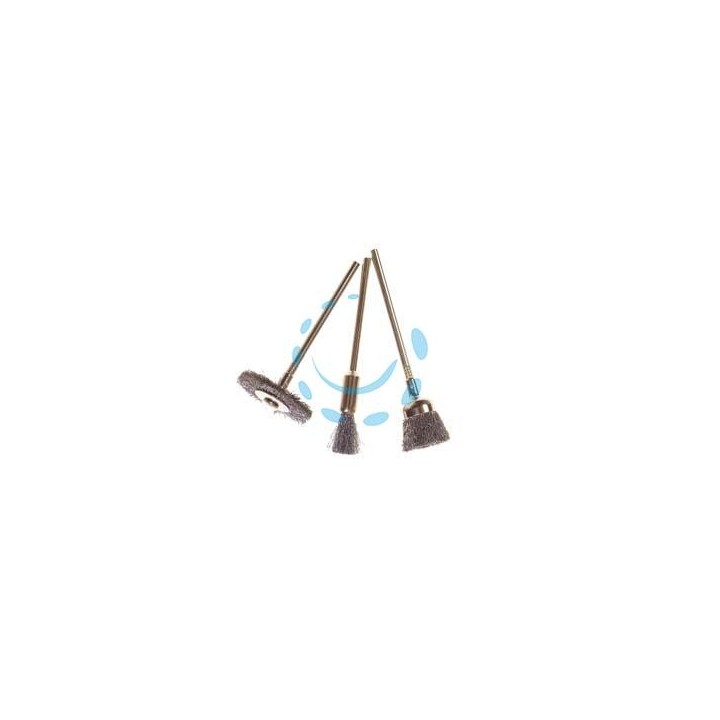MINISPAZZOLE CON FILI ACCIAIO ASSORTITE PER TRAPANO - codolo mm.3 in blister da pz.3 PG 476.00