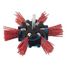 SPAZZOLA A VENTAGLIO IN NYLON ABRASIVO ARANCIO - ø mm.100 codolo mm.6 grana 80 PG 497.55