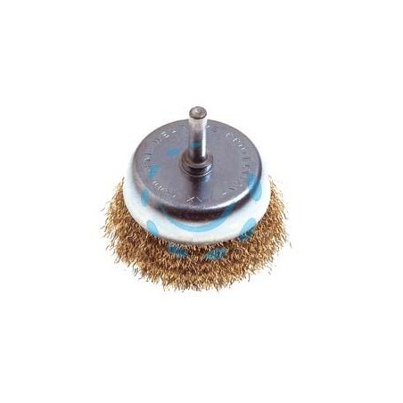 SPAZZOLA A TAZZA FILI ACCIAIO PER TRAPANO - ø mm.85 codolo mm.6 PG 485.20