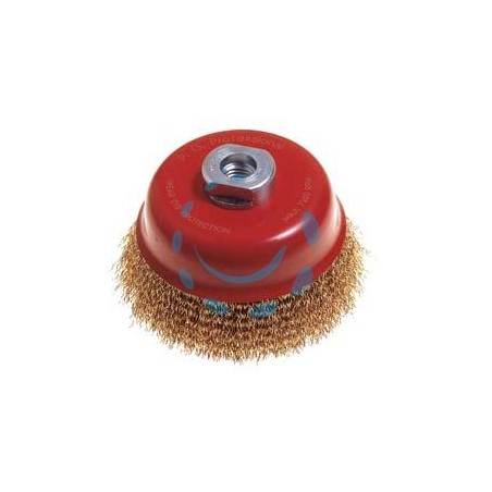 SPAZZOLA A TAZZA FILI ACCIAIO PER SMERIGLIATRICE - ø mm.120 foro filettato14 MA PG 485.60