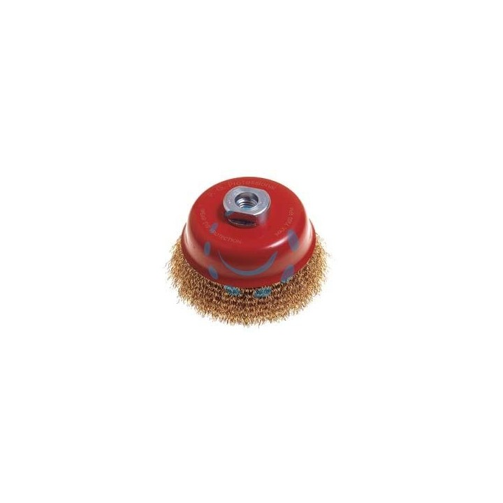 SPAZZOLA A TAZZA FILI ACCIAIO PER SMERIGLIATRICE - ø mm.120 foro filettato14 MA PG 485.60