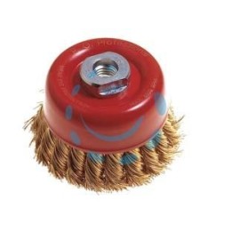 SPAZZOLA A TAZZA FILI ACCIAIO RITORTI PER SMERIGLIATRICE - ø mm.85 foro filettato 14 MA PG 485.75