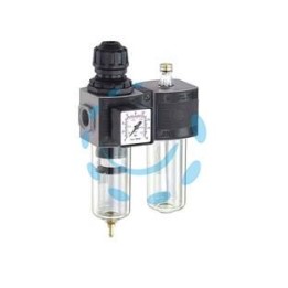 GRUPPO FILTRO REGOLATORE DI PRESSIONE E LUBRIFICATORE MODULARE - attacco 3/8"F mm.146x63x238h. art.E/22/2