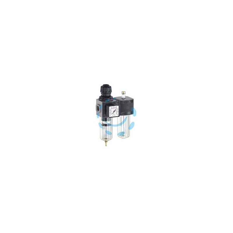 GRUPPO FILTRO REGOLATORE DI PRESSIONE E LUBRIFICATORE MODULARE - attacco 3/8"F mm.146x63x238h. art.E/22/2