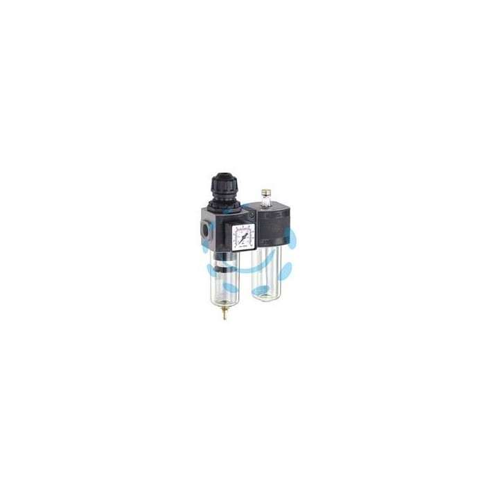 GRUPPO FILTRO REGOLATORE DI PRESSIONE E LUBRIFICATORE MODULARE - attacco 3/8"F mm.146x63x238h. art.E/22/2