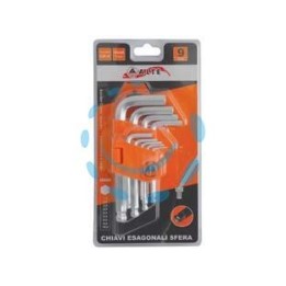 CHIAVI MASCHIO ESAGONALI BALL POINT TIPO CORTO CROMO VANADIO SR. 9 PZ. 