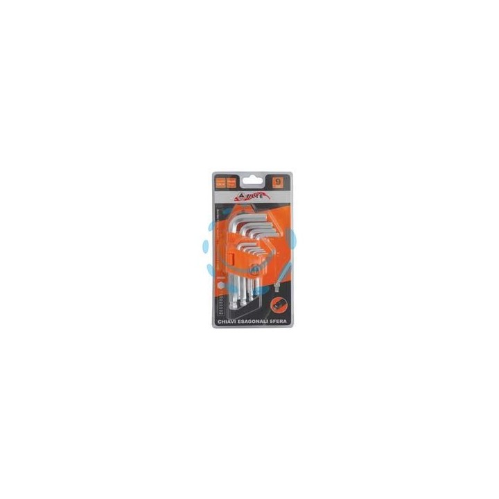 CHIAVI MASCHIO ESAGONALI BALL POINT TIPO CORTO CROMO VANADIO SR. 9 PZ. 