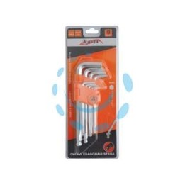 CHIAVI MASCHIO ESAGONALI BALL POINT TIPO MEDIO CROMO VANADIO SR. 9 PZ. 