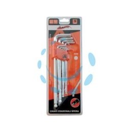 CHIAVI MASCHIO ESAGONALI BALL POINT TIPO LUNGO CROMO VANADIO SR. 9 PZ. 
