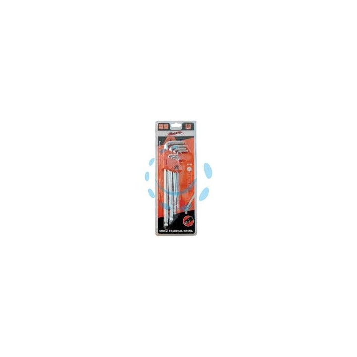 CHIAVI MASCHIO ESAGONALI BALL POINT TIPO LUNGO CROMO VANADIO SR. 9 PZ. 
