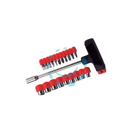 INSERTI E BUSSOLE MANICO "T" IN SET 22 PEZZI 