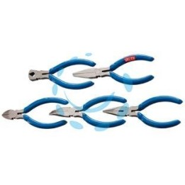PINZA PER ELETTRONICA IN KIT 5 PEZZI - mm.120 in acciaio, manici isolati, in blister